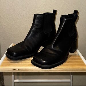 Vintage Chunky Square Toe Ankle Boots
